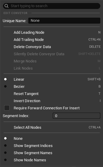 Conveyor Node Context Menu